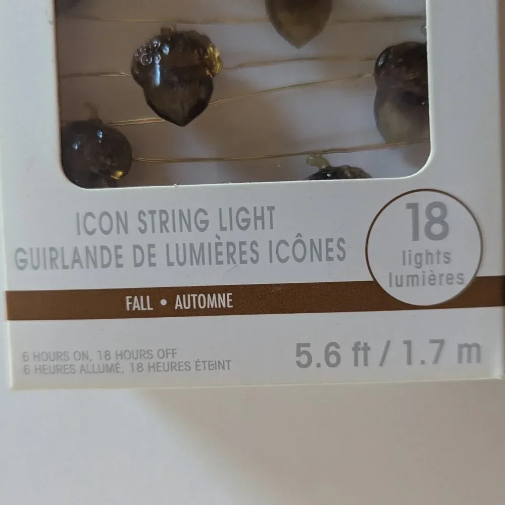 NWT Brown Acorn 18 String Lights Timer Autumn Home Decor Nature Trees Ashland